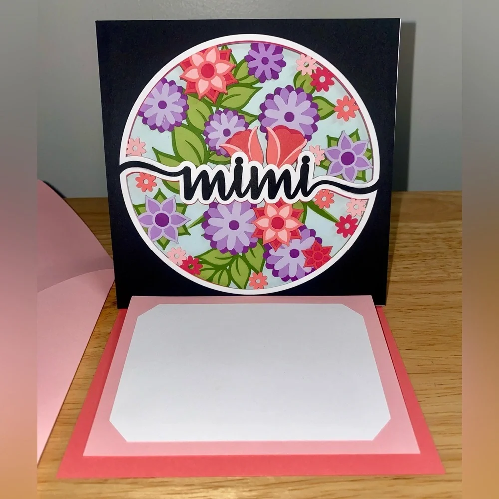 3D Pink Mimi Blank Greeting Card with Matching Envelope